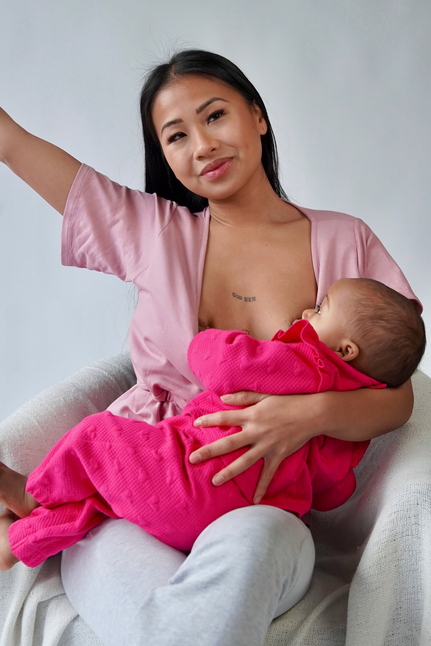 T-shirt d'allaitement absorbant et anti-fuite Noalee - Rose poudré