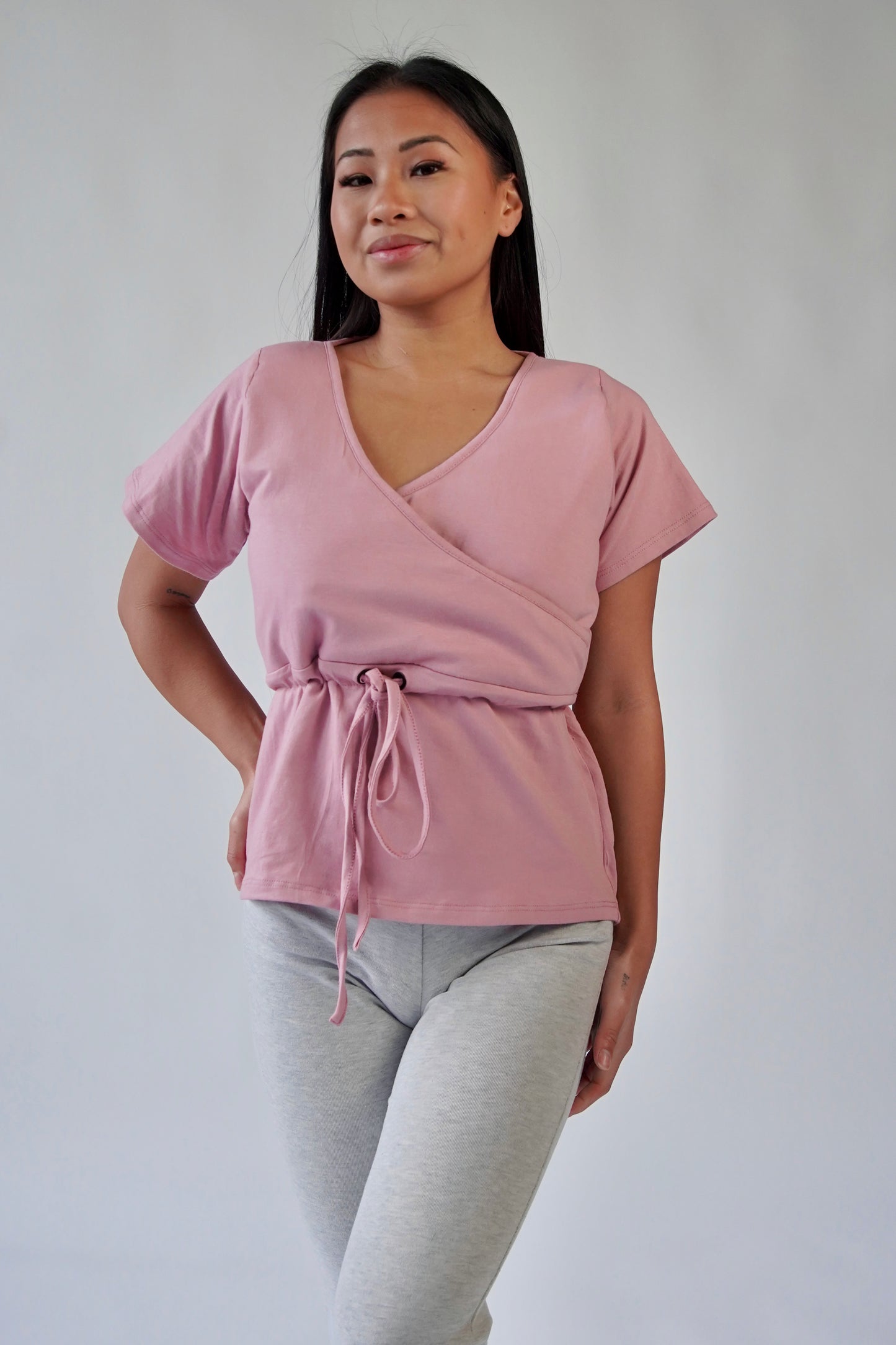 T-shirt d'allaitement absorbant et anti-fuite Noalee - Rose poudré