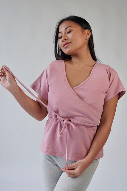 T-shirt d'allaitement absorbant et anti-fuite Noalee - Rose poudré