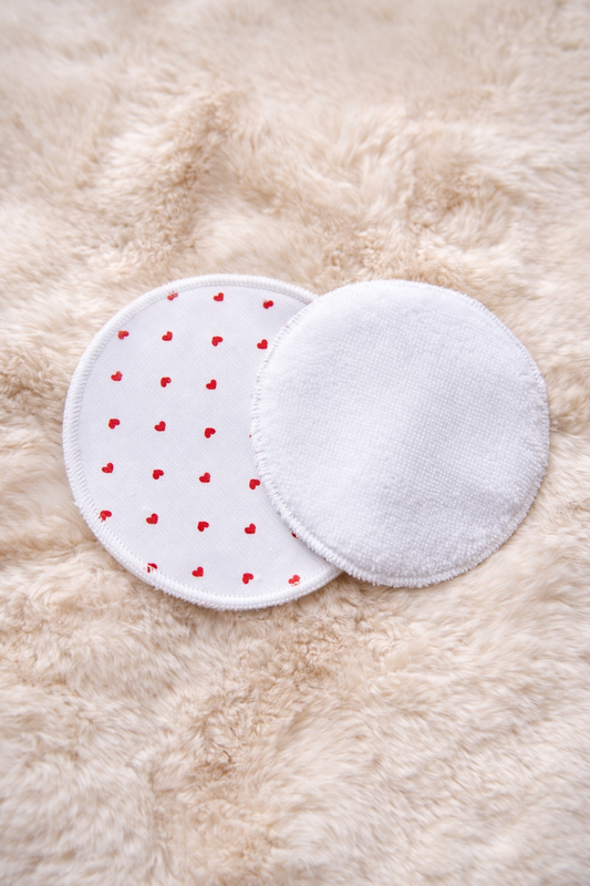 Coussinets d'allaitement lavables - lot de 6 coussinets - Motif coeur
