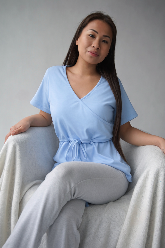 NEW : T-shirt d'allaitement absorbant et anti-fuite Noalee - Bleu ciel