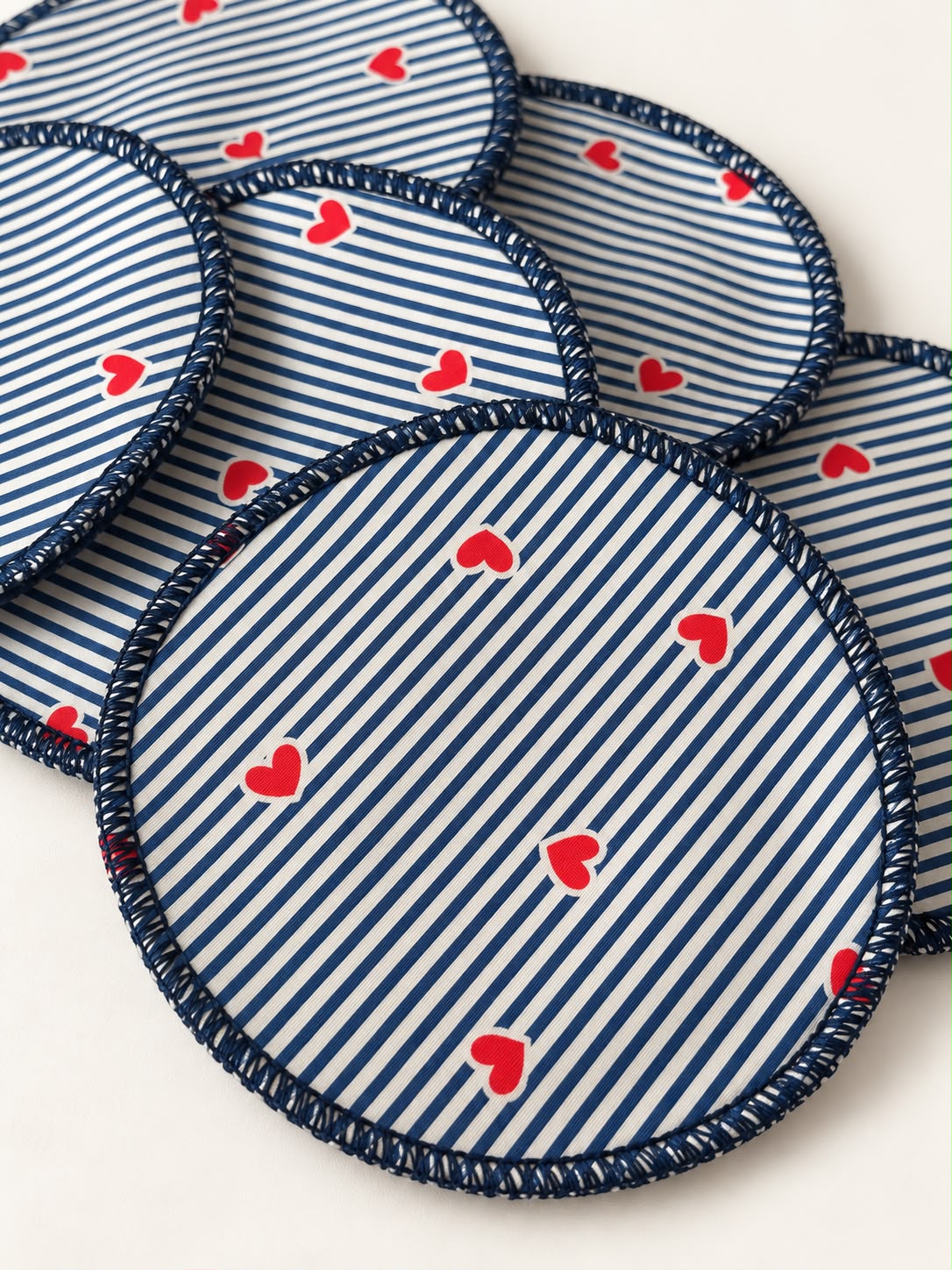 NEWCO : Coussinets d'allaitement lavables - lot de 6 coussinets Marinière Coeur