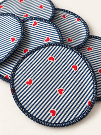 NEWCO : Coussinets d'allaitement lavables - lot de 6 coussinets Marinière Coeur